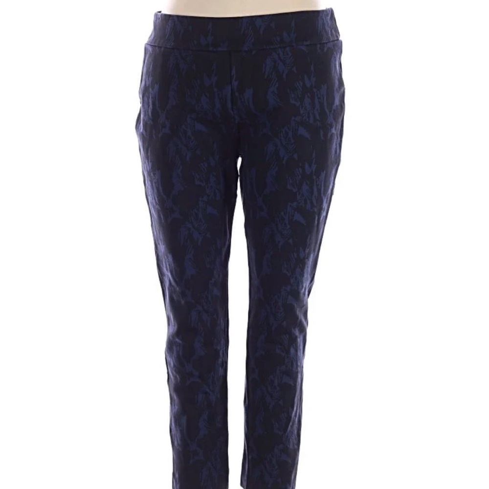 Soft Surroundings Women's Navy and Black Patterned Ankle length Leggings. Size L